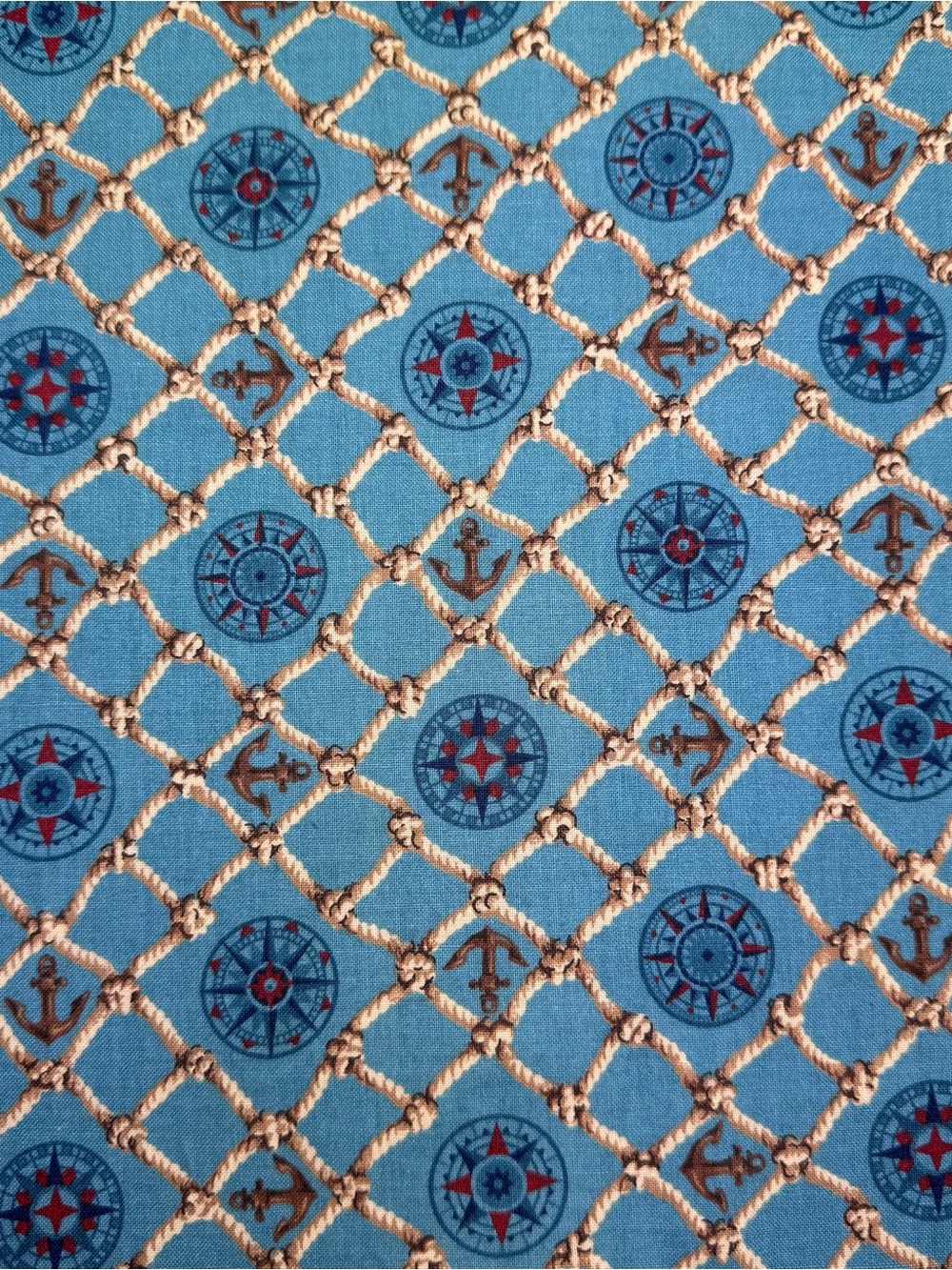 Cranston Prints vintage 100% cotton marine themed anchors fabric pieces
